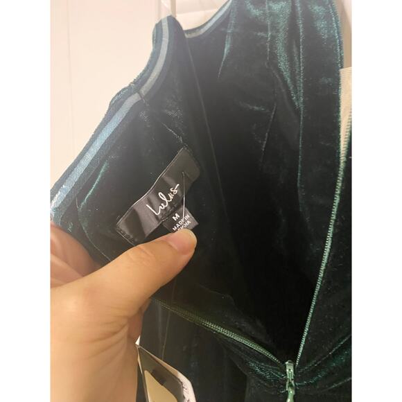 Lulu’s My Dream Come True Forest Green Velvet Strapless Gown Size Medium - Picture 8 of 8